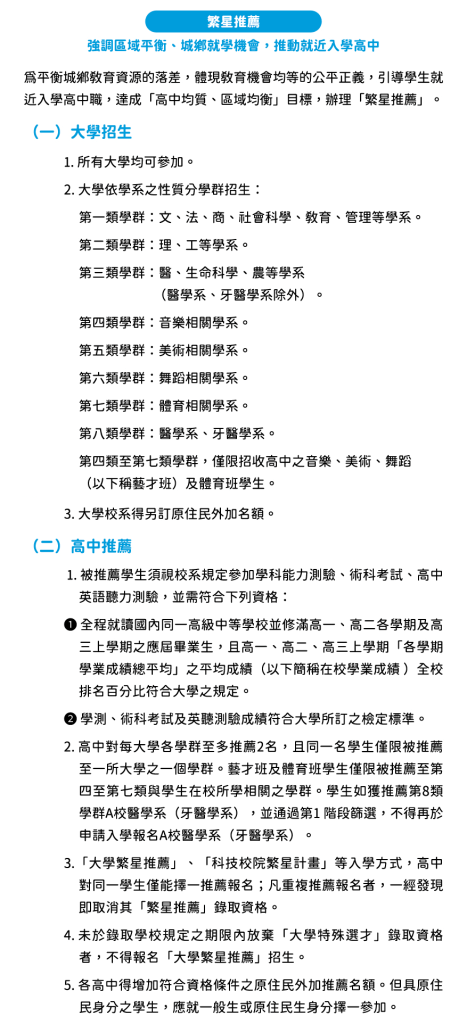高三升學 繁星推薦說明介紹圖1
